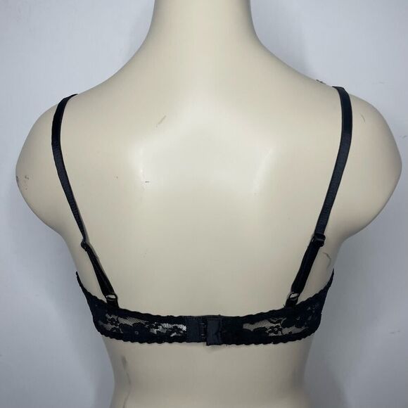 Rampage Intimates Bra 34D Black Lace Floral Lined Underwire Padded Feminine - Picture 3 of 6